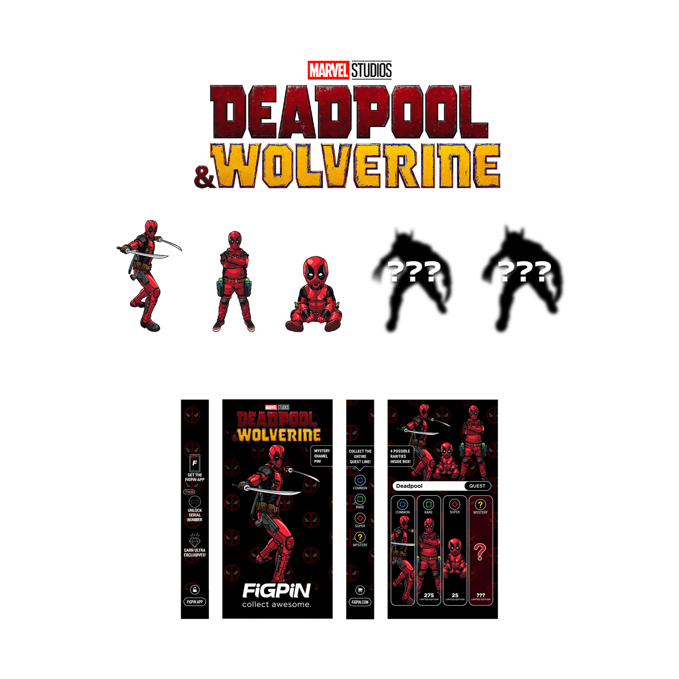 Deadpool & Wolverine Movie: Quest FiGPiN 1741-1745