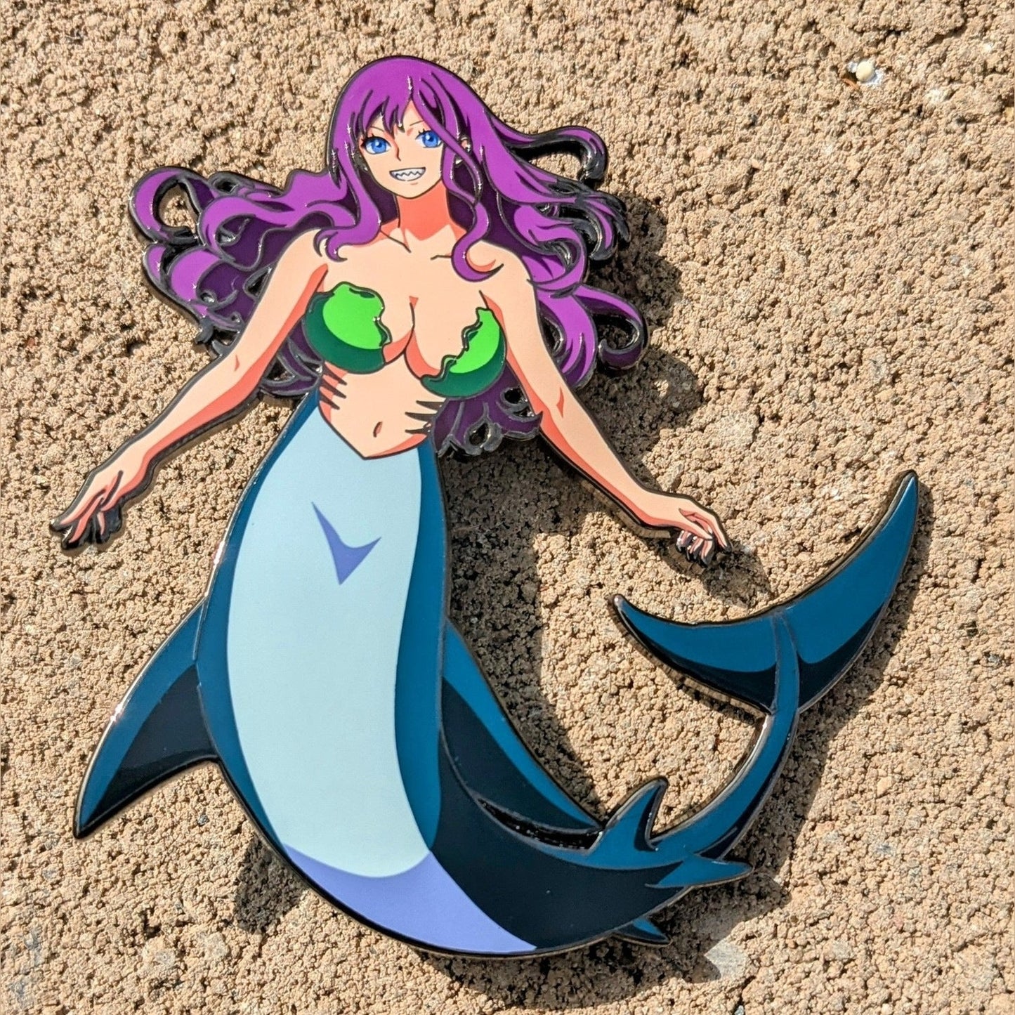 Black Nickel Plated Default B.B. the Shark Girl 3.5" Enamel Pin - LE 10