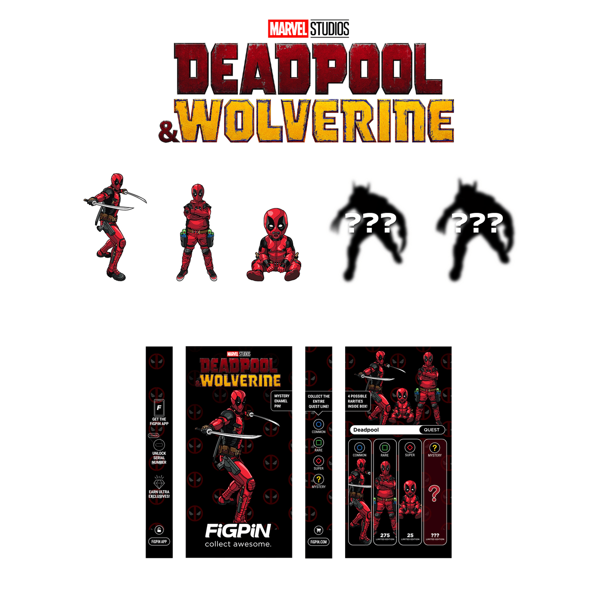 Deadpool & Wolverine Movie: Quest FiGPiN 1741-1745