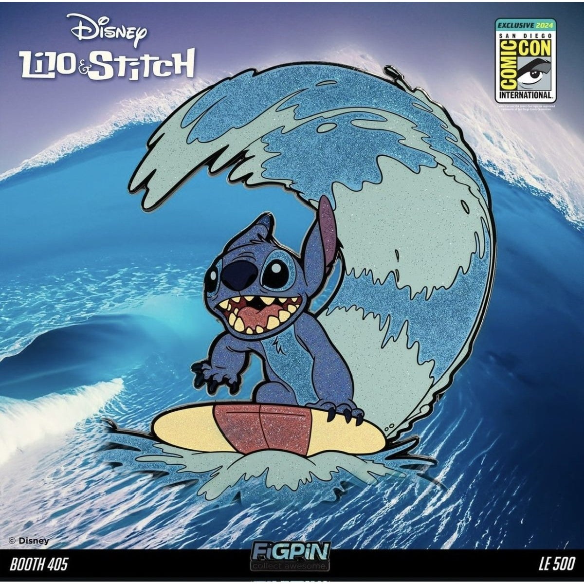 Stitch Surfboard Pin X75 : XL size. Limited edition of 500