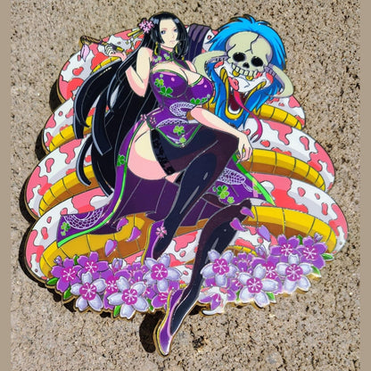 Arcadia Collectibles Bump-N-Bite Retailer Exclusive Boa Hancock Enamel Pin - LE 10 Gold Plated Purple/Green Dress