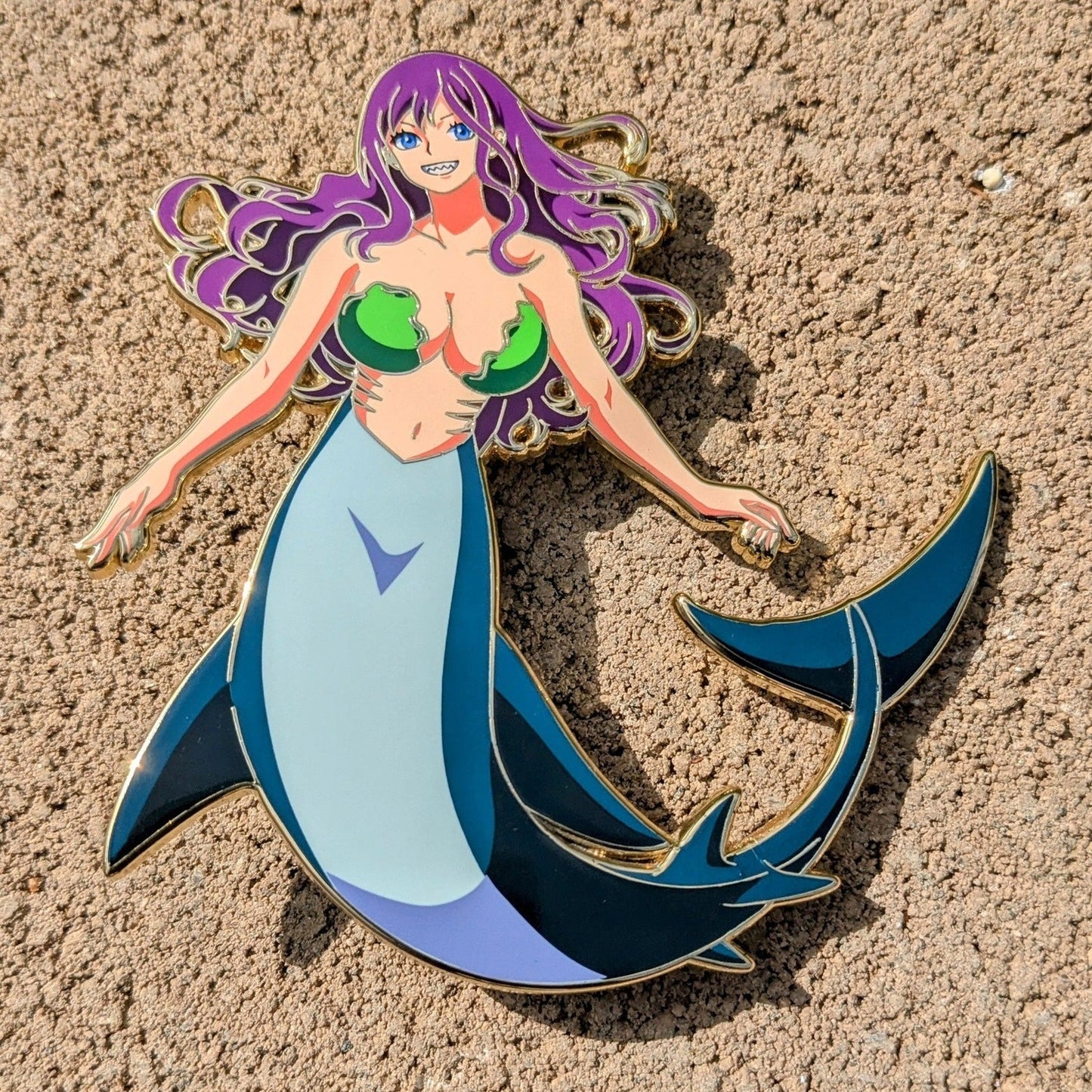 Gold Plated Default B.B. the Shark Girl 3.5" Enamel Pin - LE 10