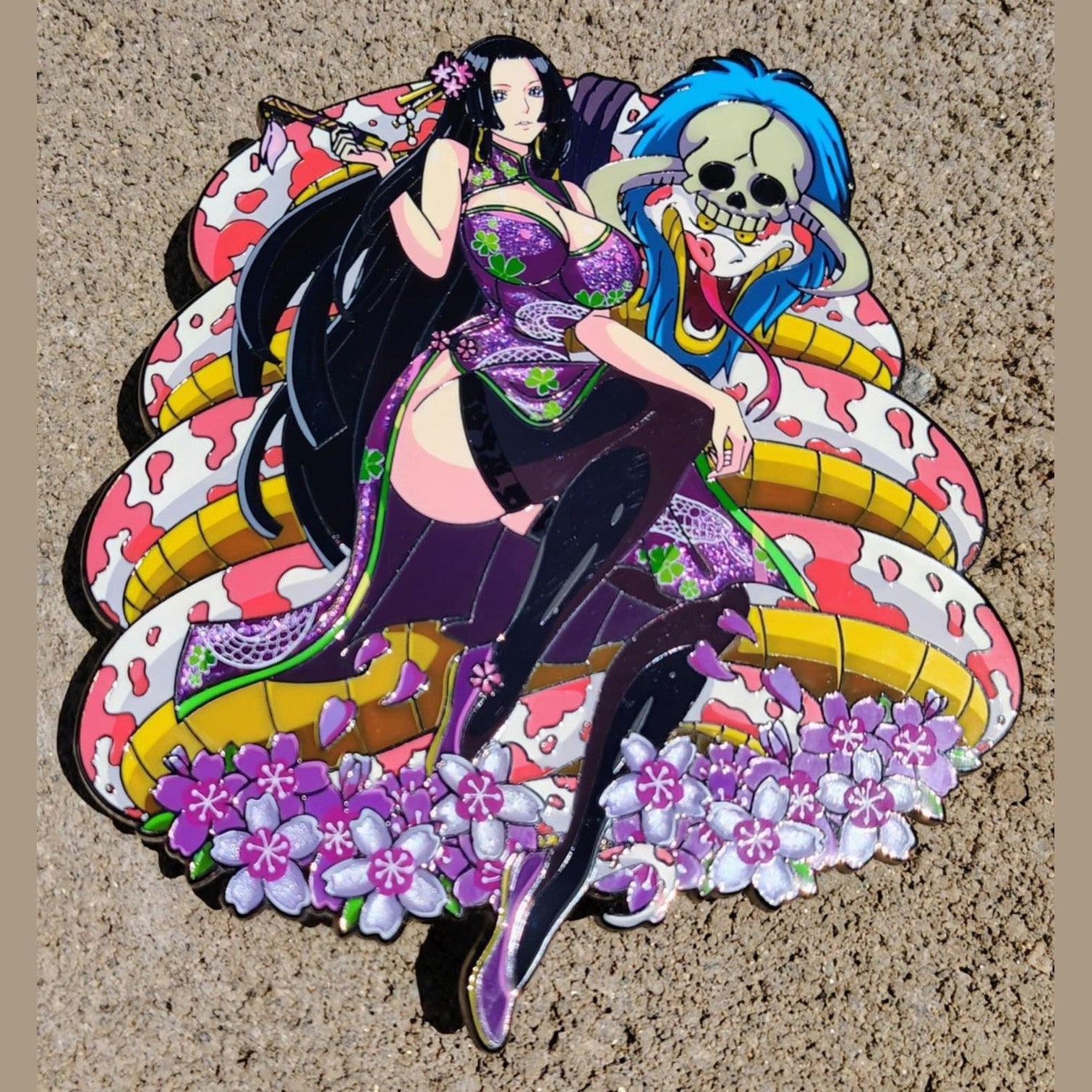Arcadia Collectibles Bump-N-Bite Retailer Exclusive Boa Hancock Enamel Pin - LE 5 Glitter Purple/Green Dress