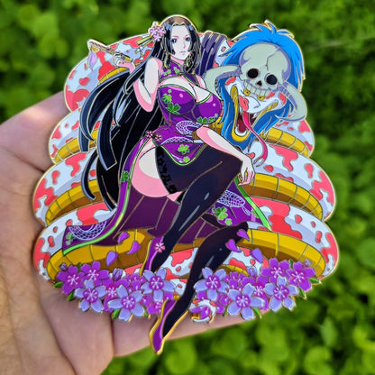 Arcadia Collectibles Bump-N-Bite Retailer Exclusive Boa Hancock Enamel Pin - LE 10 Gold Plated Purple/Green Dress